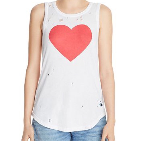 NWOT CHASER DISTRESSED TANK WITH HEART GRAPHIC - Picture 1 of 6